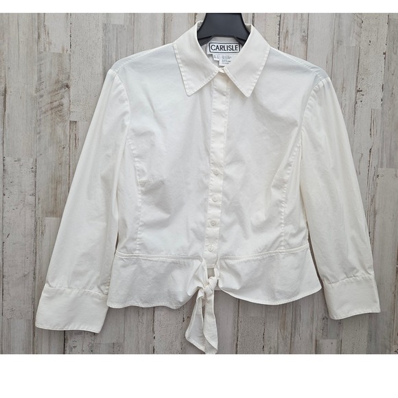 Carlisle Tops - Carlisle size 8 Button Shirt Top Blouse 3/4 sleeve Stretch Tie Front